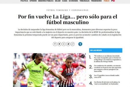 Público. Por fin vuelve La Liga… pero sólo para el fútbol masculino. Arantxa Uría