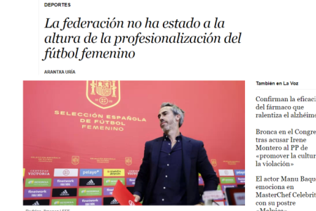 La federación no ha estado a la altura de la profesionalización del fútbol femenino. Arantxa Uría