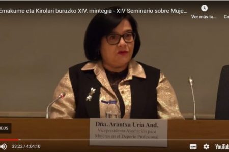 XIV Seminario sobre Mujer y Deporte. Emakunde. Arantxa Uría