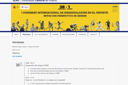 I Congreso Internacional de (Des)igualdades en el Deporte. UC3M.